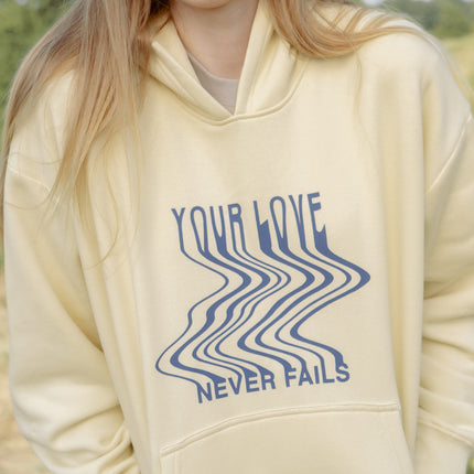 Love Never Fails Cream Unisex Hoodie