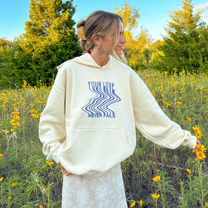 Love Never Fails Cream Unisex Hoodie