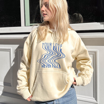 Love Never Fails Cream Unisex Hoodie