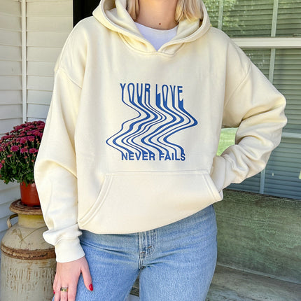 Love Never Fails Cream Unisex Hoodie
