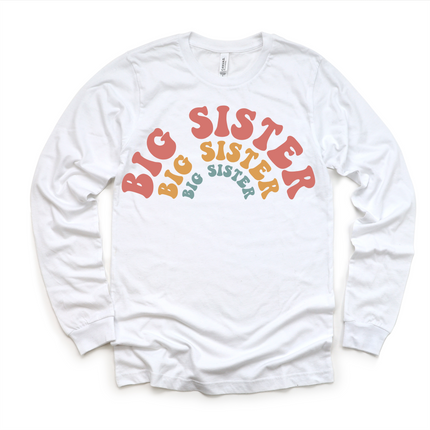 Retro Big Sister Siblings Family Shirt - Sister Tee