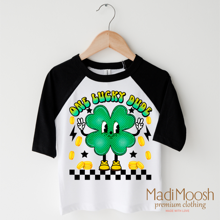One Lucky Dude Retro St. Patrick's Day  Shirt - Kids St Patrick's Day Tee