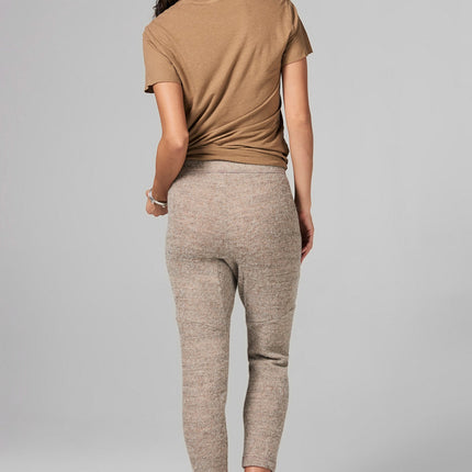 WOMEN'S MELANGE KNIT JOGGER PANT - CAMEL