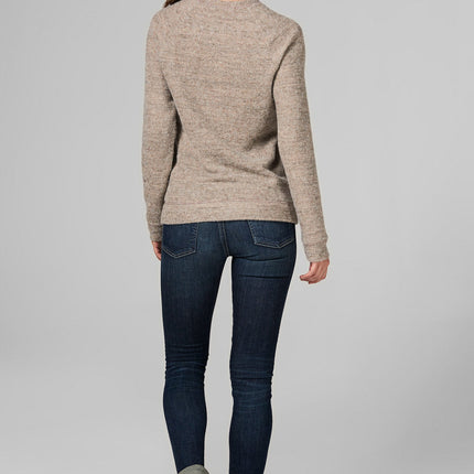 WOMEN'S MELANGE KNIT PULLOVER SWEATSHIRT - CAMEL