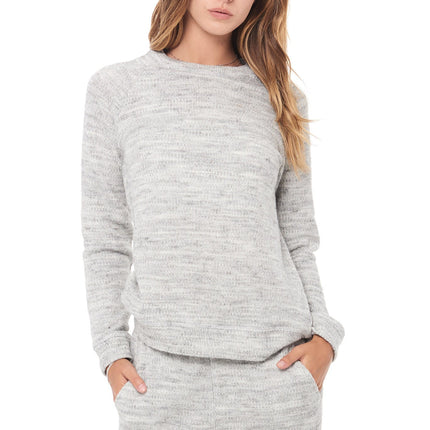 WOMEN'S MELANGE KNIT PULLOVER SWEATSHIRT - HEATHER