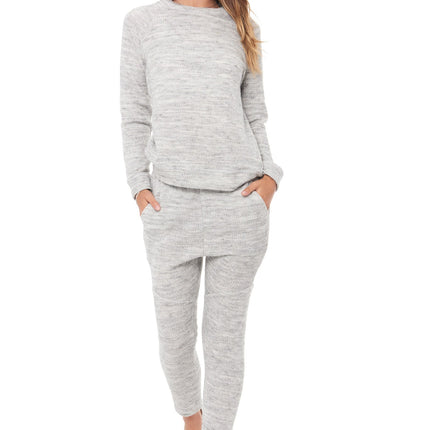 WOMEN'S MELANGE KNIT PULLOVER SWEATSHIRT - HEATHER