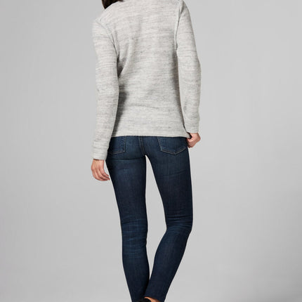 WOMEN'S MELANGE KNIT V-NECK PULLOVER SWEATSHIRT - HEATHER