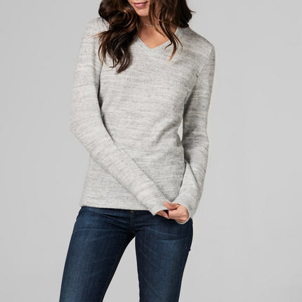WOMEN'S MELANGE KNIT V-NECK PULLOVER SWEATSHIRT - HEATHER