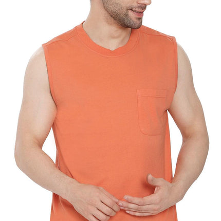 Mens Sleeveless T-Shirt with Pocket - A No Cling Comfort Fit Tank