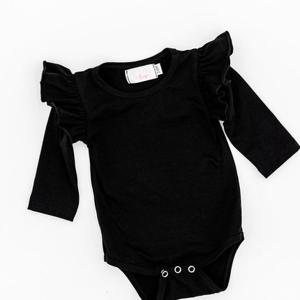 Black L/S Flutter Bodysuit