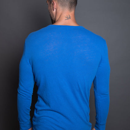 Men's Linen Blend Wide Cuff Long Sleeve Tee