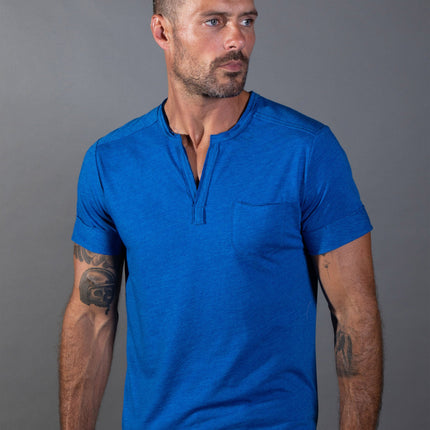 Men's Jersey Raw Neck Curved Pocket Tee