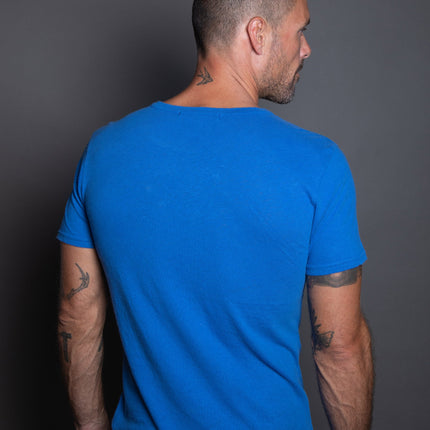 Men's Linen Blend Wide Neck Band Tee