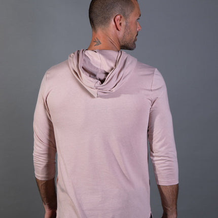 Men's 3/4 Sleeve Cowl Neck Visor Hoodie