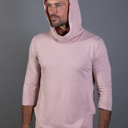 Men's 3/4 Sleeve Cowl Neck Visor Hoodie