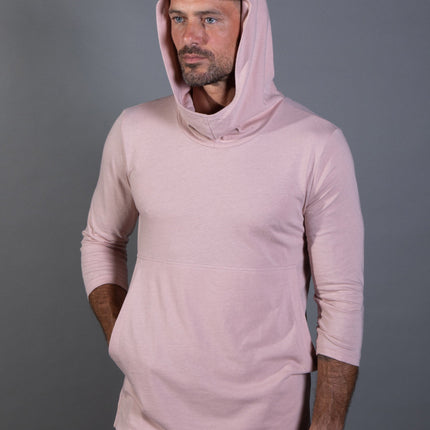 Men's 3/4 Sleeve Cowl Neck Visor Hoodie