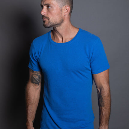 Men's Linen Blend Wide Neck Band Tee