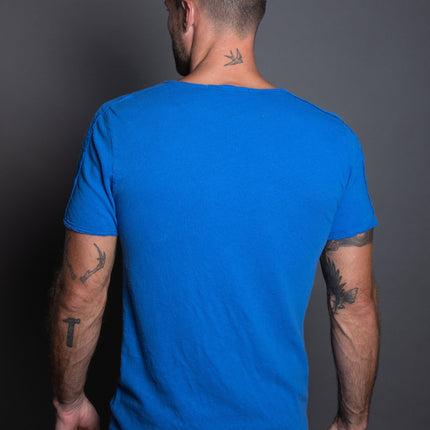 Men's Cotton Linen Patch Sleeve Tee