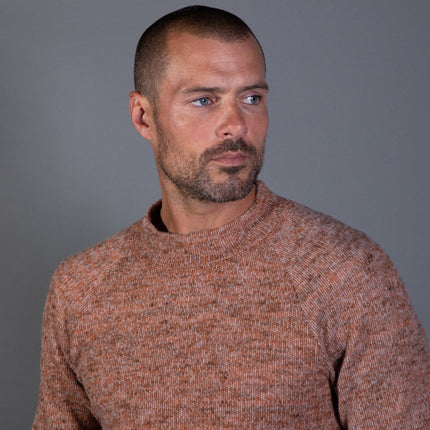 Men's Soft Knit Melange Wide Neck Pullover Sweater