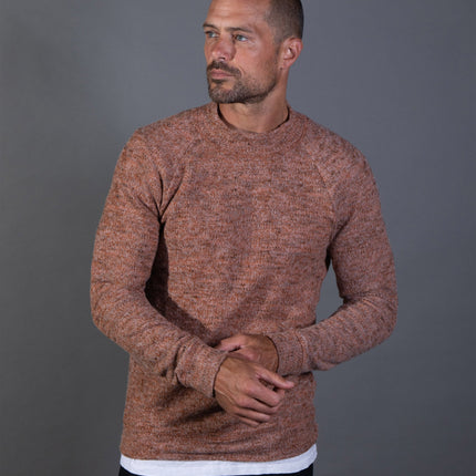 Men's Soft Knit Melange Wide Neck Pullover Sweater