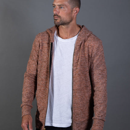 Men's Soft Knit Melange Zip Front Hoodie