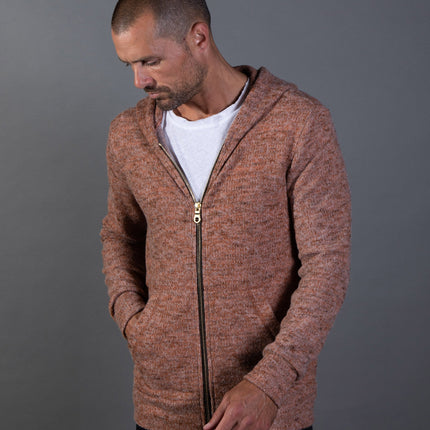 Men's Soft Knit Melange Zip Front Hoodie