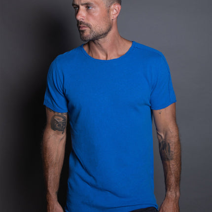 Men's Cotton Linen Patch Sleeve Tee