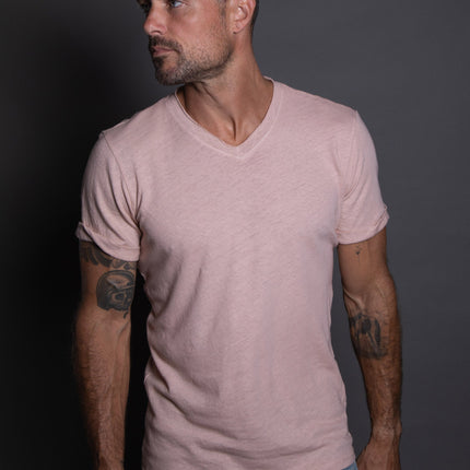 Men's Cotton Linen V-Neck Tee