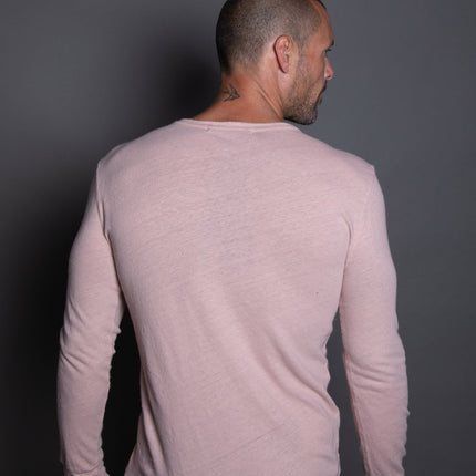 Men's Linen Blend Wide Cuff Long Sleeve Tee