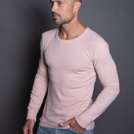 Men's Linen Blend Wide Cuff Long Sleeve Tee