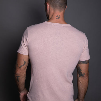 Men's Linen Blend Wide Neck Band Tee