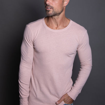 Men's Linen Blend Wide Cuff Long Sleeve Tee