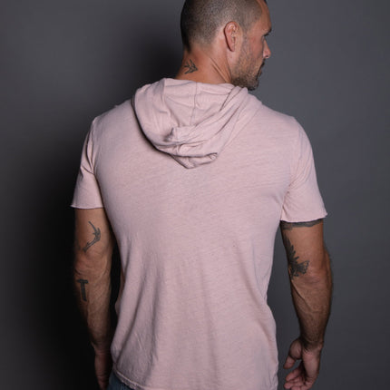 Men's Linen Blend Short Sleeve Hoodie