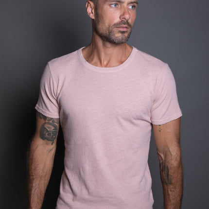 Men's Linen Blend Wide Neck Band Tee