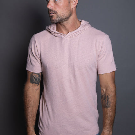 Men's Linen Blend Short Sleeve Hoodie