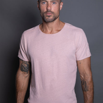 Men's Cotton Linen Patch Sleeve Tee