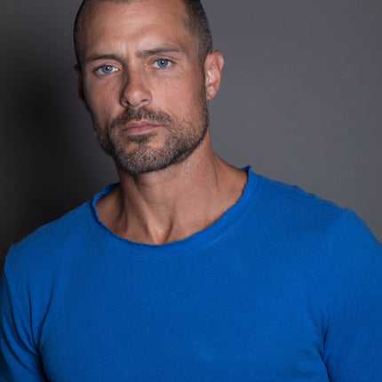 Men's Wallace Raw Neck Cotton Linen Crew Tee