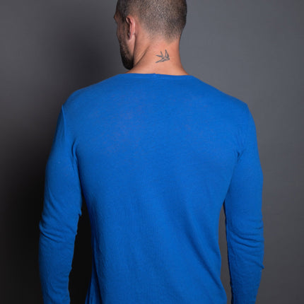 Men's Linen Blend Crew Neck Long Sleeve