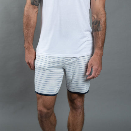 Men's White & Navy Thin Stripe O.S.B. Shorts