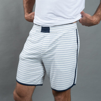 Men's White & Navy Thin Stripe O.S.B. Shorts