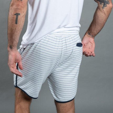 Men's White & Navy Thin Stripe O.S.B. Shorts