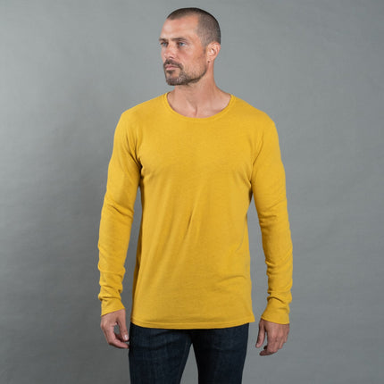 Men's Linen Blend Crew Neck Long Sleeve