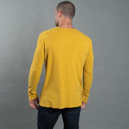 Men's Linen Blend Crew Neck Long Sleeve