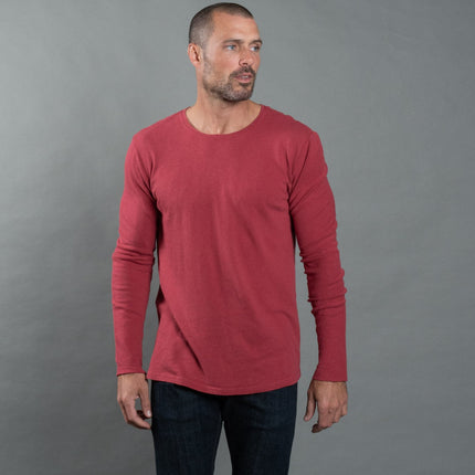 Men's Linen Blend Crew Neck Long Sleeve