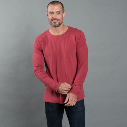 Men's Linen Blend Crew Neck Long Sleeve