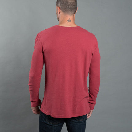 Men's Linen Blend Crew Neck Long Sleeve