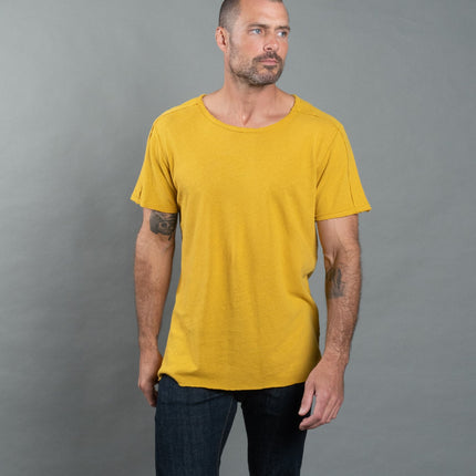 Men's Cotton Linen Patch Sleeve Tee