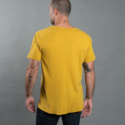 Men's Cotton Linen Patch Sleeve Tee