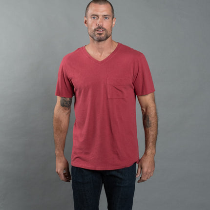 Men's Warren Wide Pocket Cotton Linen V-Neck Tee