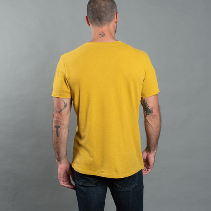 Men's Wallace Raw Neck Cotton Linen Crew Tee